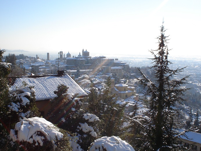 View over Bergamo Alta from San Vigilio