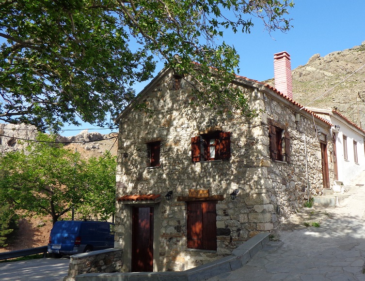 Traditional stone house on a corner in Chora.