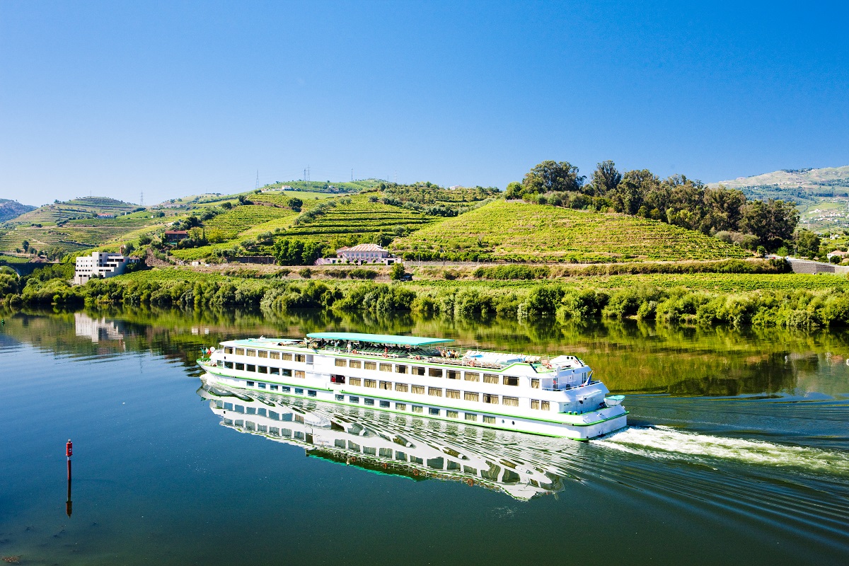 cruise ship at Peso da Regua, Douro Valley, Portugal