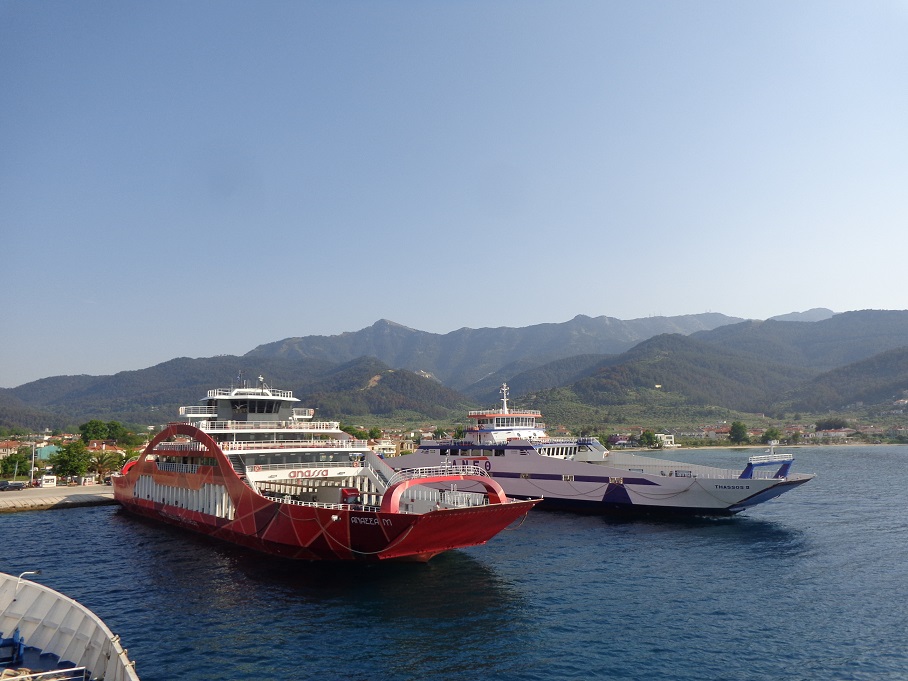 Ferry waiting to leave from Keramoti to Thassos island in Greece.