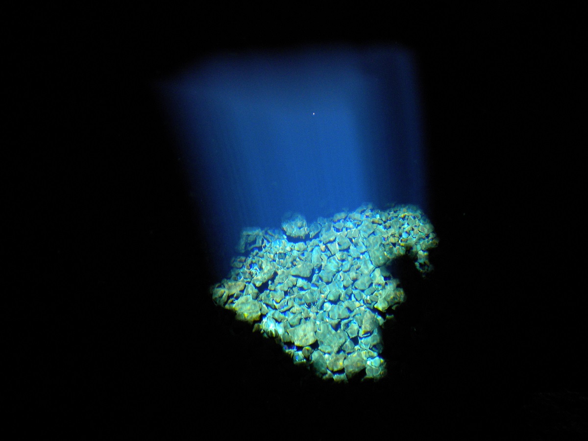 The light effect inside the cave of Los Jameos del Agua in Lanzarote