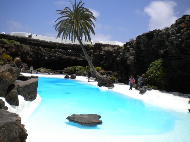 Los Jameos del Agua Pool, one of the main attractions in Lanzarote, designed by the island's famous artist - Cesar Manrique.