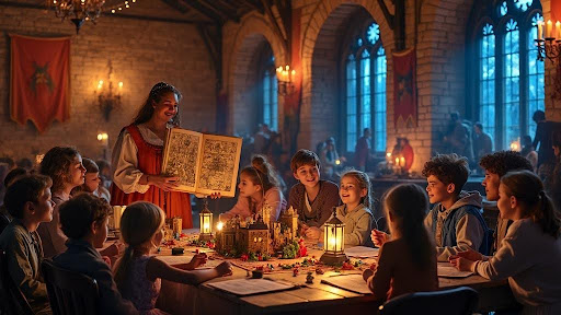 medieval storytelling for kids during themed castle tour