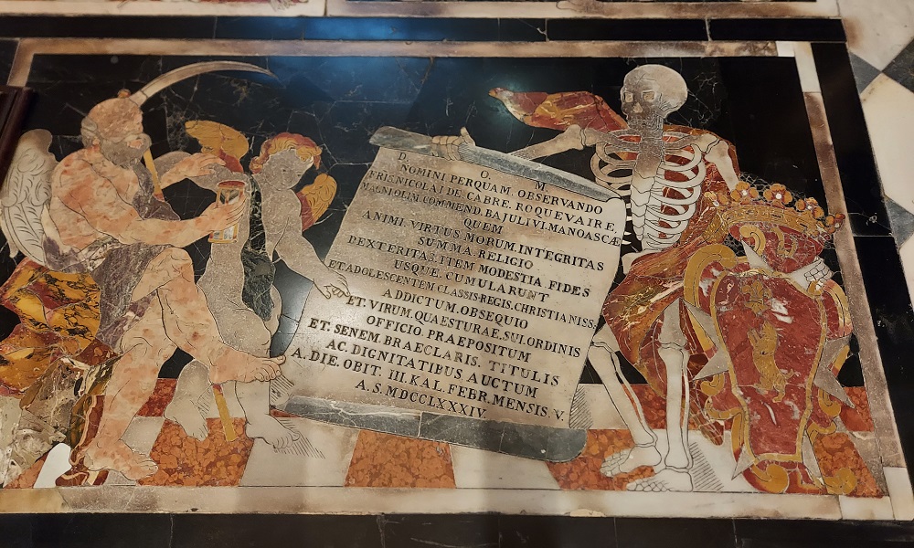 Marble tombstone inside the cathedral