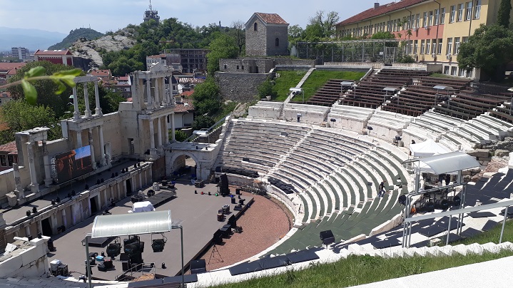 The Roman Theater  in Plovdiv preparing for a concert.
