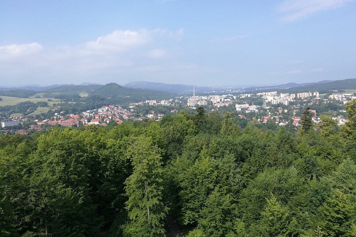 Panoramic view over Roznov pod Radhostem in the Czech Republic
