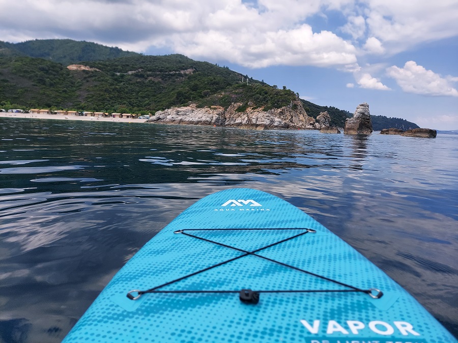 Paddling around the crystal clear waters