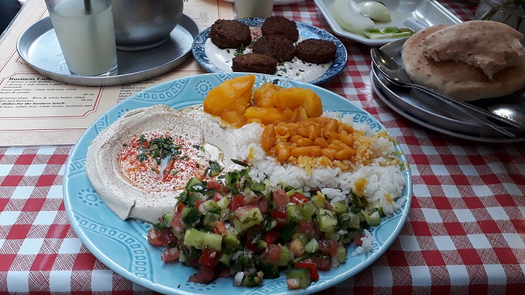 Vegetarian food in Tel Aviv, Israel.