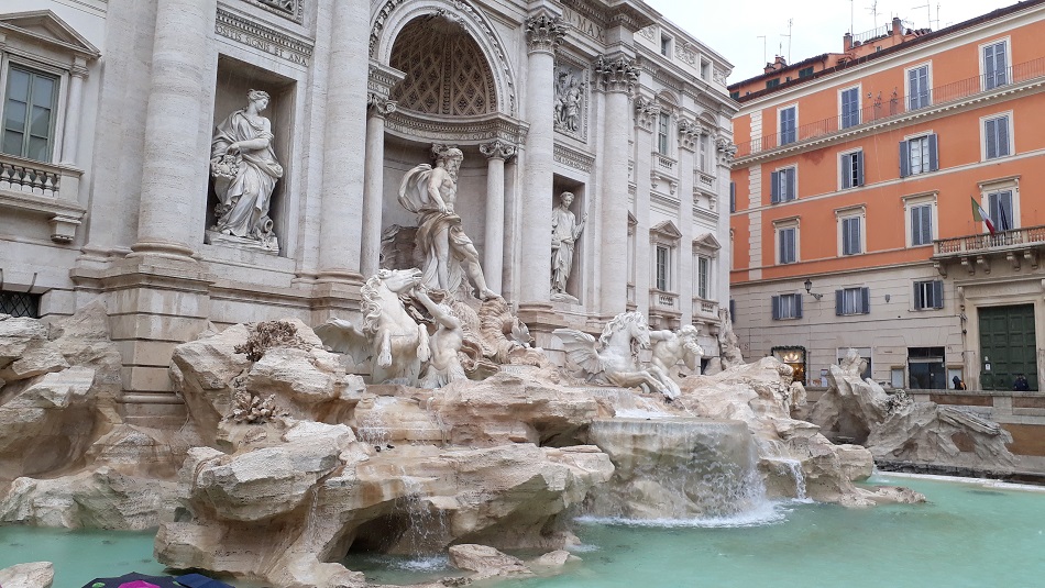 Trevin Fountain, one of the major tourist attractions in Rome.