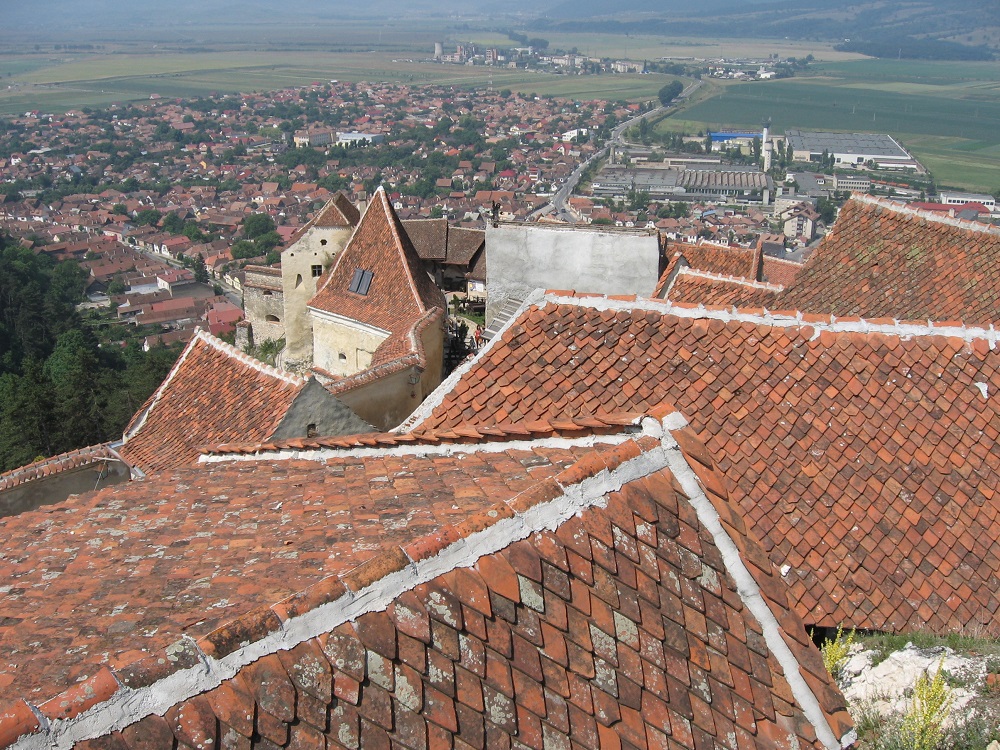 The view over Rasnov town and the main roads from Rasnov Citadel
