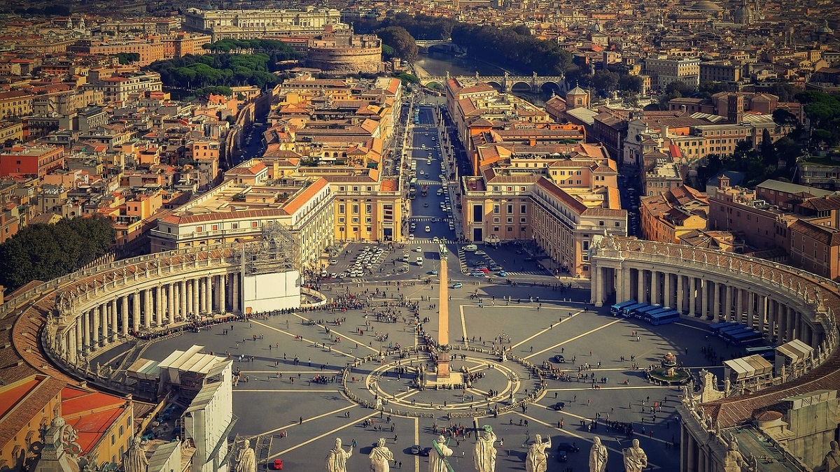 View of the piazza from St. Peter's Basilica in Rome
